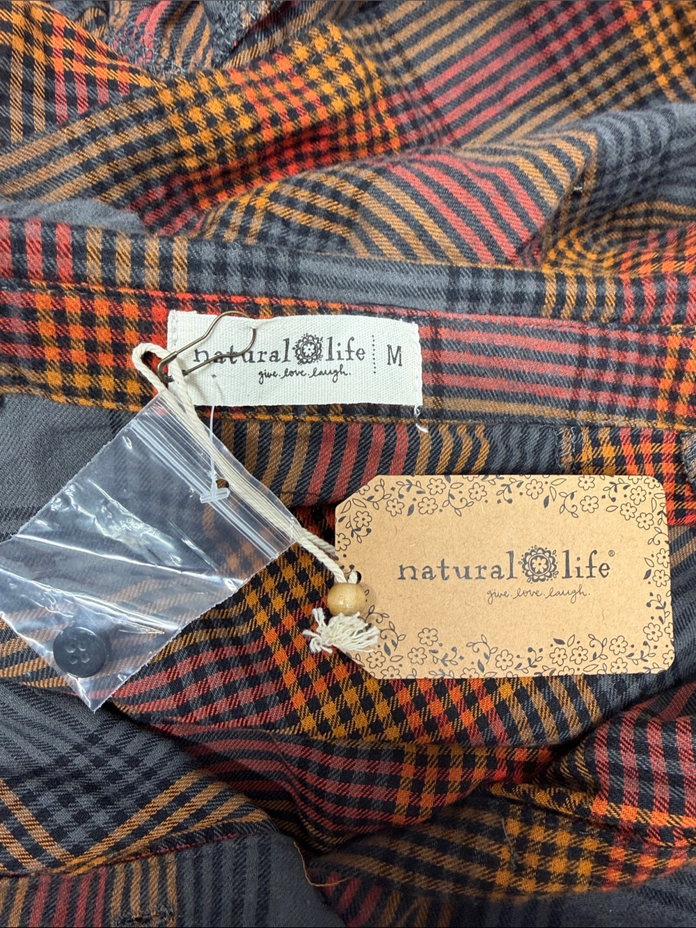 Natual Life Dress Midi Plaid Half Sleeve Lightweight Pockets Brown NWT Medium - Picture 7 of 10